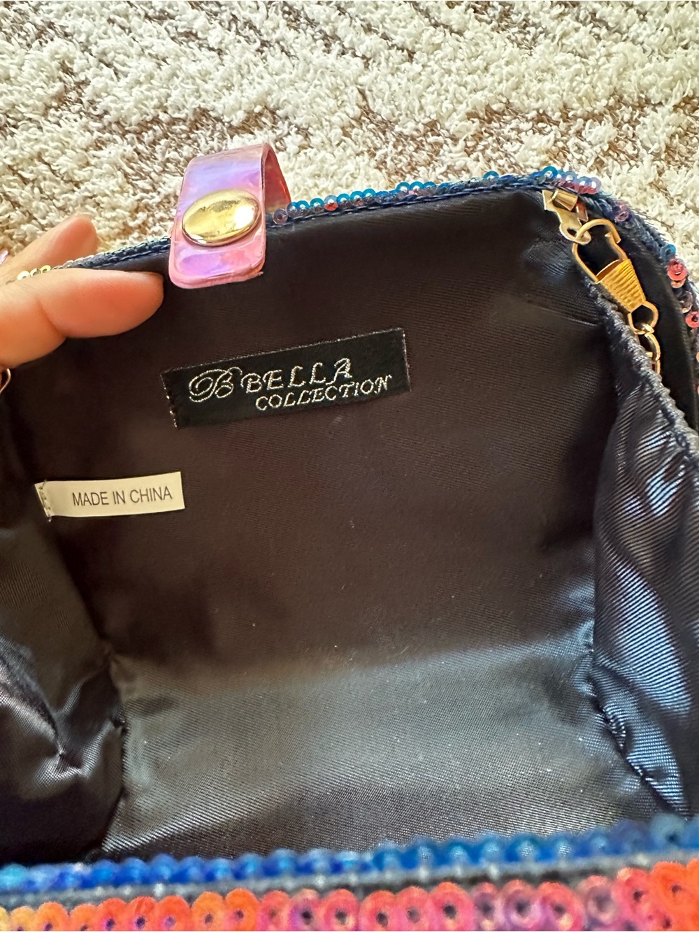 Iridescent Rainbow Sequin Evening Bag Color Shift Clutch - Picture 8 of 16